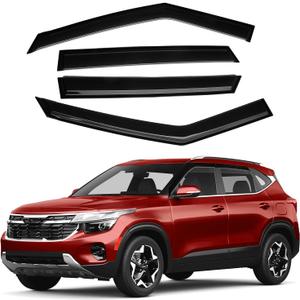 Canvcle Seltos Rain Guards - Window Visors for Kia Seltos 2021-2025 2026, Outside-Mount Tape-On Side Window Wind Deflectors for Seltos Accessories, Vent Visors Shades Rainproof 4PCS
