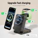 Wireless Charger 3 in 1, Foldable Charging Station for Apple Samsung Multi Devices Charging, Magnetic Charging Stand, Portable Travel Fast 15W Charger Station for iPhone, TWS, iWatch (Black)