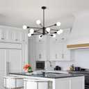 AMZASA Black Sputnik Chandeliers, 12 Light Modern Farmhouse Mid Century Pendant Light, Chandeliers for Dining Room Living Room Kitchen Island Entryway Foyer, UL Listed