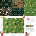 3 x Christmas Wrapping Paper, 6 Sheets Assorted Green Gift Wrapping Paper with Gold Snowflakes, Christmas Tree, Angel Pattern, Xmas Wrapping Paper Set with Ribbon, Sticker and Tag for Christmas Party