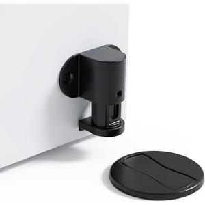 1 Pack Magnetic Door Stopper Adjustable Magnetic Door Stop for Bottom of Door, Floor Mount Magnet Door Holder with Nail-Free Glue Included, No-Drilling (Black)