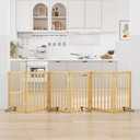Extra Wide Dog Gates for Doorways, Bamboo Dog Gates for the House Stairs, Freestanding Pet Gates for Dogs, Doogie Puppy Fence Gate, Size: 6 Panel - 110 inches Wide