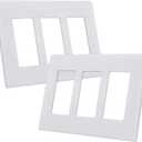CML 3-Gang Screwless Decorator Wall Plate, 2 Pack Light Switch Covers, Outlet Receptacle Cover, Hidden Screw Smooth Face, Impact Resistant, Standard Size 4.68X 6.54, Glossy White