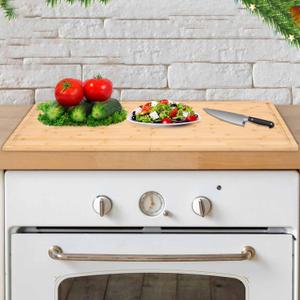 Defined Deco 22" x 30" Foldable Bamboo Cutting Board, Versatile Wooden Chopping Board for Food Pre, Stove Top Cover, Wooden Sink Cover, Fruits Breakfast Serving Tray, Kitchen Storage Tray