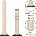 STIROLL Slim Leather Bands Compatible with Apple Watch Band 38mm 40mm 41mm 42mm(Series 11 10), Top Grain Leather Watch Thin Wristband for iWatch SE 9 8 7 6 5 4 3 2 1 (Beige Black)