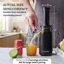 Elite Gourmet EJX600 Mini Compact Small Space-Saving Masticating Slow Juicer Cold Press Juice Extractor, Nutrient and Vitamin Dense, BPA-Free Tritan, Easy to Clean, 16 oz Juice Cup, Charcoal Grey