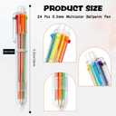 24 Pack Multicolor Pen 0.5mm 6-in-1 Ballpoint Retractable Colored Pens for School Office Supplies Birthday Party Favors for Kids Teens Student Children Gift End of Year Gifts for Students Teacher