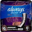 Always Discreet Boutique Incontinence Pads, for Bladder Leaks, Extra Heavy Absorbency, Long Length, 40 Count (2 Packs of 20)