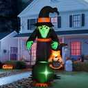 JOYIN 7FT Halloween Witch Animated Inflatable Decoration Witch Swinging Child Over Cauldron Inflatable Decoration Built in LED Giant Halloween Animatronics for Outdoor Garden Lawn Party Yard Decor