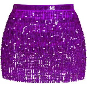 MOLFUJ Women's Sequin Tassel Skirt, Sparkly Fringe Skirt for Women, Glitter Metallic Rave Costume, Festival Party Skirts