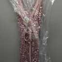 Cowl Neck Sequin Midi Evening Dress (7, Blush)