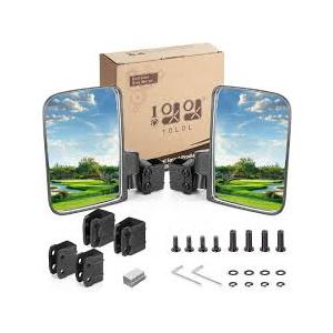 10L0L Golf Cart Mirror, Extra Large Side Rear View Universal for Yamaha, Club Car, EZGO, Folding Adjustable 180 Degree, L