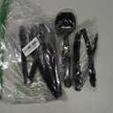 18 Pcs Black Plastic Serving Utensils Set - 6 Black Plastic Serving Spoons, 6 Black Tongs And 6 Forks - Heavy Duty Black Disposable Serving Utensils Set For Parties