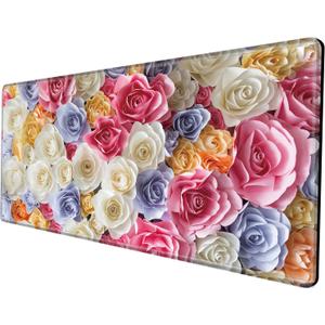 Giant 48x24 Large Mouse Pad XXXL Desk Mat Gaming Mousepad Huge Desk Pad Pink Rose 4XL Full Computer Mat for Protector Desktop Wireless