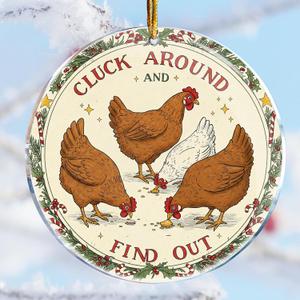 4 x Chicken Christmas Ornaments - Chicken Coop Run - Chicken Decor - Christmas Ornaments - Christmas Decorations - 3.6 in Acrylic - Funny Gag Gifts - White Elephant Gifts - Stocking Stuffers