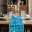 VHH Sequin Table Runner 12 x 108 inches Turquoise Table Runner, Glitter Runner for Party Wedding Birthday, Party Spring Easter Rustic, Birthday Supplies Decorations (1 Pack)