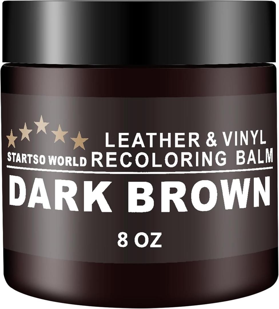 STARTSO WORLD Leather Recoloring Balm, Dark Brown Leather Repair Kit for Furniture, Leather Dye, Leather Color Restorer for Couches, Leather Couch Paint | Repair, Restore Faded & Scratched Leather (Leather Recoloring Balm, Dark Brown)