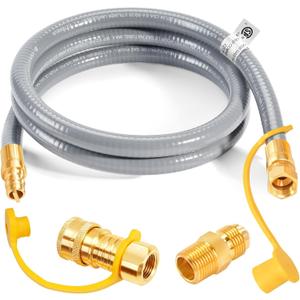 GasSaf 5FT 3/8" ID Natural Gas Hose, Natural Gas Grill Hose with Quick Connect Fitting Suitable for Weber Grills, Blackstone Griddles, Generator, Patio Heater - CSA Certified