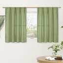 LAMIT Kitchen Linen Curtains 36 Inch Length, Light Filtering Linen Textured Panels Rod Pocket Boho Short Privacy Drapes for RV Basement/Small Windows/Cafe, 2 Panels, 42 x 36 Inch, Sage Green