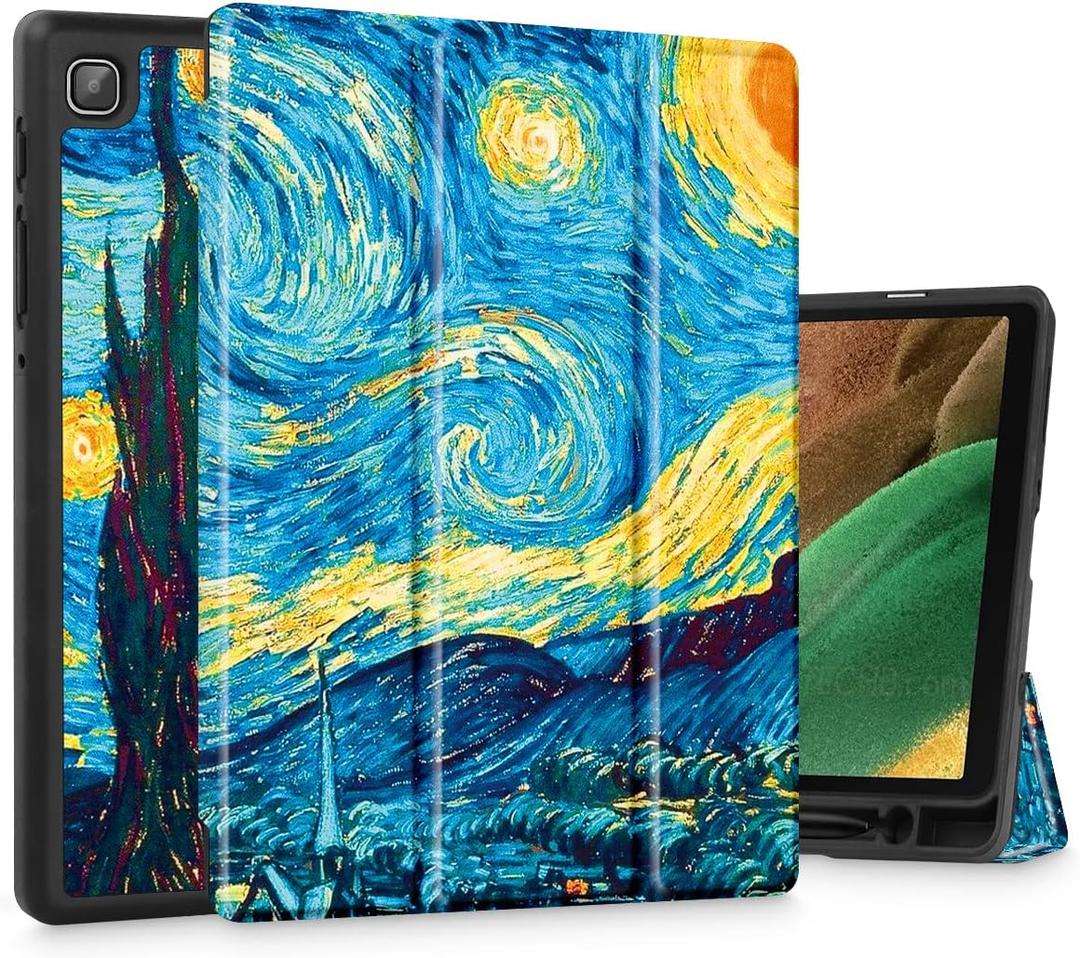 Mektron Case for Galaxy Tab A7 Lite Samsung 8.7 Inch Tablet 2021 Model (SM-T220/T225/T227) with S Pen Holder,Multi-Angle Viewing Lightweight Hard Back Stand Cover,Abstract Starry Sky