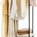 Heavy Duty Clothes Rack Rolling Garment Rack, Clothing Racks for Hanging Clothes with Adjustable Shelves and Side Hooks, Standing Metal Wardrobe, Black