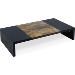 TEAMIX 20 inch Monitor Riser, Sturdy Wood Desktop Riser for TV/PC/Laptop/Printer, TV Riser Stand Computer Shelf with Storage for Home Office (Black+Brown)