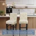 SearchI Bar Stool Covers Set of 2, Stretch Washable Barstool Seat Covers, Counter Height Chair Covers for Kitchen Dining Room Cafe (Beige Linen-Look Print)
