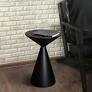 COVLON Small Drink Table, Round Martini Table, Drum End Table Side Table, Metal Accent Table,for Small Space Living Room, Bedroom, Black