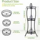 iDavosic.ly 3 Tier Tall Metal Plant Stand Indoor Outdoor, Wrought Iron Corner Flower Pot Holder Shelf, 34 Inch Vertical Display Rack for Patio Porch Living Room Garden, Black