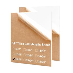 KINLINK 18x24 Plexiglass Sheets 1/8 inch-3mm White Acrylic Sheets, White Plastic Board Polycarbonate Sheet for DIY Project, Craft, Acrylic Sign, Wedding Invitation, 2 Pack