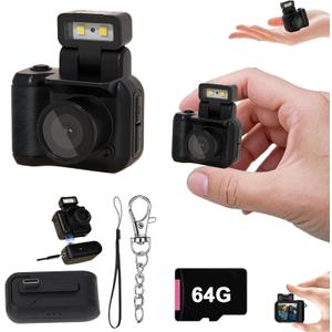 Retro Snap CameraMini Nostalgic Vintage View CameraTiny Snaps CameraKeychain Digital Photo CameraLlavero Mini CMara Retro1080p Hd with Led Flash Light (64G)