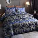 Royal Blue Twin Comforter Set All Season Silk Jacquard Bed Set, Lightweight Quilt, Ultra Soft Microfiber Bedding Comforter Sets with 2 Pillow Shams(Twin/Twin XL, 3 Pieces)