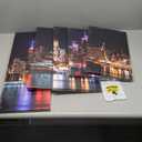 Biuteawal - New York City Canvas Wall Art Manhattan Skyline at Night Picture Prints Modern Home Office Wall Decoration Stretched Ready to Hang (W50"xH24")