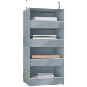 4-Shelf Hanging Closet Organizer and Storage Foldable Hanging Closet Shelves Front Lip Design Washable Hanging Storage, Gray (Grey)