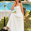 KUTUMAI Women Summer Corset Midi Dress Floral Lace Smocked Flowy A Line Wedding Guest Bridal Shower Dresses with Pockets, M