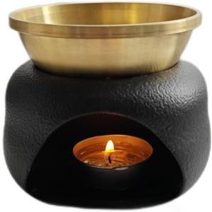 Delicate Romantic Metal Tealight Candle Holder Oil Tart Burner Aroma Diffuser Furnace Home Decoration Split Copper Plates Can Be Dry Burned Black Gold