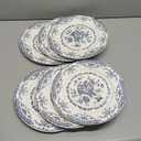 Dinner Plates, Ceramic Plates Set of 6, Kitchen Plates Microwave Safe, White Plate Dessert Blue Floral Plate Porcelain (Blue Rose, 10.5 inch)