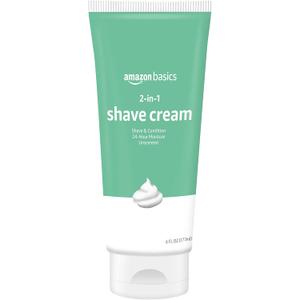 Amazon Basics 2-In-1 Shave Cream, Fragrance Free, 6 Fl. Oz., 2 Pack (Previously Solimo)
