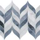 sunwings 10-Sheet Leaf Waterjet Peel and Stick Backsplash, 12.4" x 10.7" Blue Cement Looks Self-Adhesive Wall Tiles, Stick on Backsplash for Kitchen & Bathroom