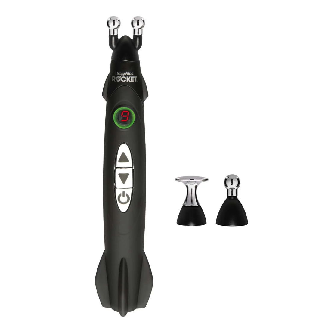 Hempvana Rocket Pain Relief Pen, As Seen On TV, Wireless TENS Therapy, Portable Muscle Stimulator - Same Technology Used by Doctors - Muscle Pain Relief -9 Adjustable Intensity Settings-3 Unique Heads