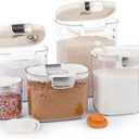 ProKeeper+ Airtight Food Storage Container Set Clear Plastic Flour and Sugar Canister Set with Magnetic Accessories for Kitchen Organization (White, 9-Piece), 
4.36 quarts