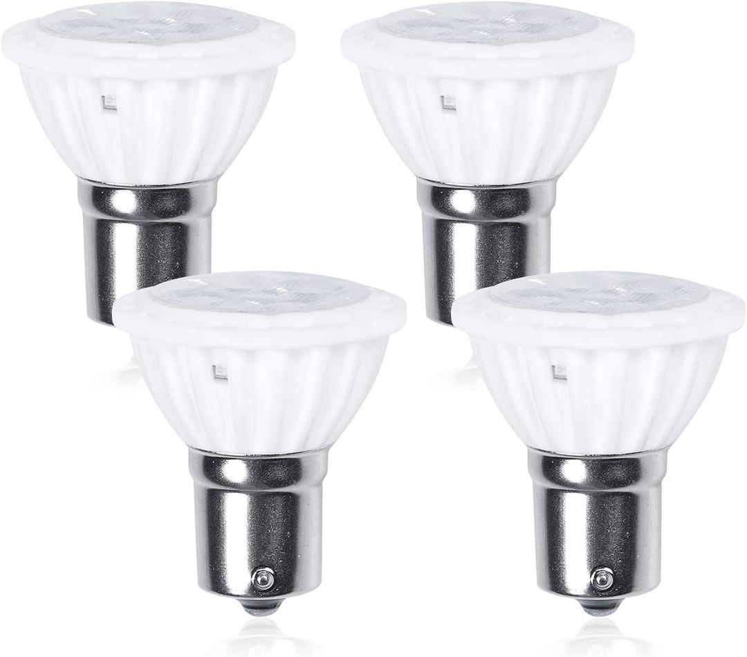 Bonlux 1383 1156 1139 1141 R12 LED Reflector Light Bulb, 4W 12V Elevator Bulbs BA15S Single Contact LED Reading Bulb Warm White 3000K for RV Camper Trailer Marine Boat Motorhome Light (4-Pack)