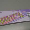 Wireless Keyboard and Mouse Combo, Colorful Ergonomic Full Size Retro Low-Noise Keyboard with Cute keycaps, Compatible with Windows, PC, Perfer for Home and Office Keyboards (Purple)