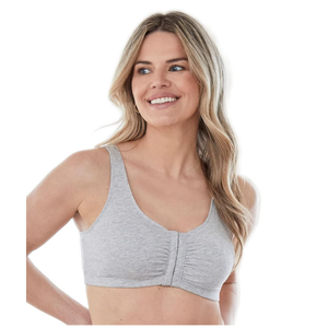 Bestform 5006014 Comfortable Unlined Wireless Cotton Stretch Sports Bra with Front Closure