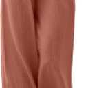 ANRABESS Womens Linen Palazzo Pants Summer Flowy Wide Leg Drawstring Casual Trousers with Pockets Beach Vacation Outfits Large Rust (Orange, L)