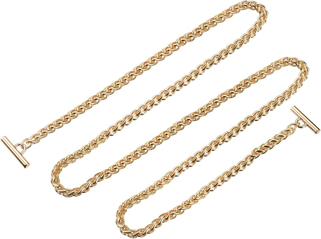 Uxcell Iron Flat Chain Strap, 55" Handbag Chains Accessories Purse Chain Straps with Toggle Clasps for Shoulder Bags Cross Body DIY, Gold Tone