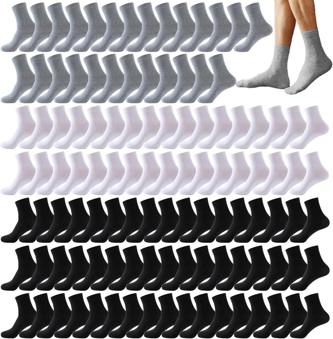 Tergy 50 Pairs Quarter Ankle Socks Crew Socks Athletic Socks for Men Women Breathable Cushion Socks for Running Hiking (One Size, Multicolor)