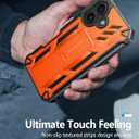 FNTCASE for iPhone 16 Phone Case: Military Grade [Built-in Screen Protector] [Kickstand] Matte Textured Drop Proof Protection Cover | Rugged Shockproof TPU Protective Sturdy Cases - Orange