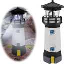 LED Solar Powered Lighthouse, Indoor Outdoor Lighthouse with Rotating Beacon LED Lights, Courtyard Waterproof Landscape Lights for Garden Patio Landscape Outside Yard Gifts Black