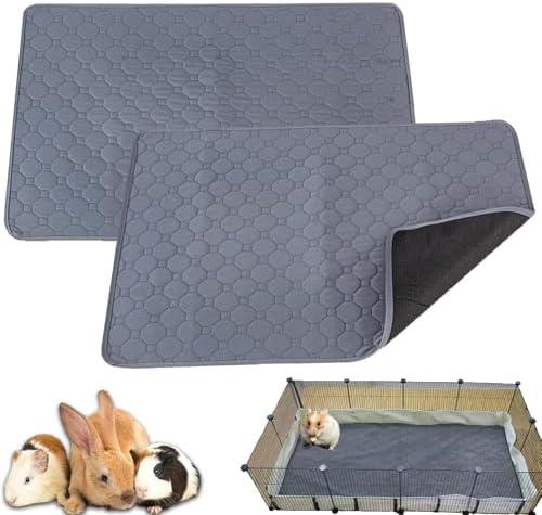 2-Pack 24”x18” Washable Guinea Pig Cage Liner - Reusable & Anti-Slip Guinea Pig Bedding, Instant Absorbent Rabbit Pee Pads, Perfect Cage Liners for Small Animals, Hamster, Puppy